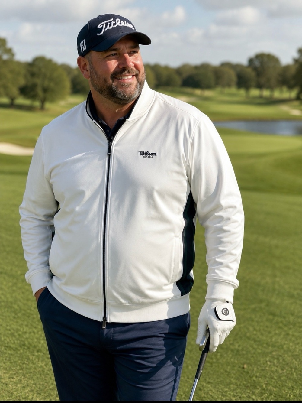 Wilson Cream Full-Zip Performance Jacket with Dark Contrast Panels